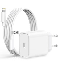 Ntech 20W USB C Adapter / Oplader Met 2M lightning naar usb C kabel