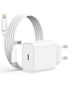 Ntech 20W USB C Adapter / Oplader Met 2M lightning naar usb C kabel