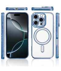 Ntech Hoesje Geschikt voor iPhone 16 Pro Max Magsafe hoes Lens beschermer Blauw
