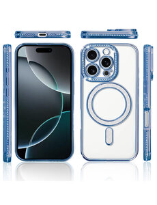 Ntech Hoesje Geschikt voor iPhone 16 Pro Magsafe hoes Lens beschermer Blauw