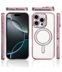 Ntech Hoesje Geschikt voor iPhone 16 Pro Magsafe hoes Lens beschermer Rose Goud