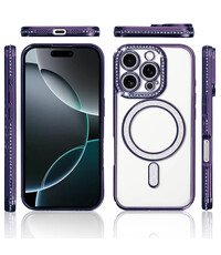 Ntech Hoesje Geschikt voor iPhone 16 Pro Magsafe hoes Lens beschermer Paars