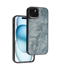 Ntech Telefoonhoesje Geschikt voor iPhone 15 hoesje Marmer shockproof backcover Donker Grijs