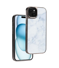 Ntech Telefoonhoesje Geschikt voor iPhone 15 hoesje Marmer shockproof backcover Wit