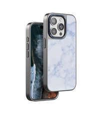 Ntech Telefoonhoesje Geschikt voor iPhone 15 Pro Max hoesje Marmeren Hoes Wit