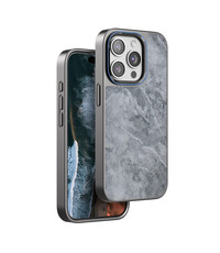 Ntech Telefoonhoesje Geschikt voor iPhone 15 Pro hoesje Marmeren Hoes Donker Grijs