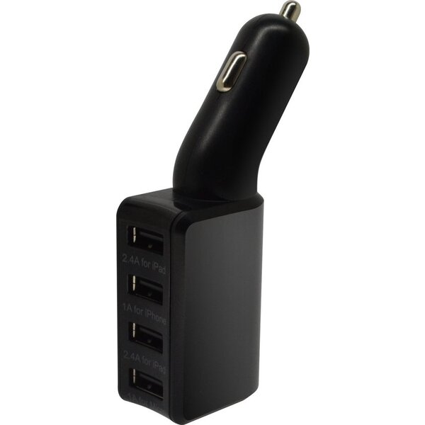BeHello BeHello Autolader met 4 USB poorten 6.2A - Zwart