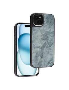 Ntech Telefoonhoesje Geschikt voor iPhone 15 Plus hoesje Marmeren Hoes Donker Grijs
