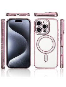 Ntech Hoesje Geschikt voor iPhone 15 Pro Max Magsafe hoes Lens beschermer Rose Goud