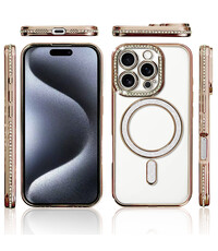 Ntech Hoesje Geschikt voor iPhone 15 Pro Max Magsafe hoes Lens beschermer Goud
