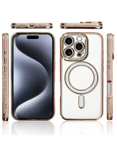 Ntech Hoesje Geschikt voor iPhone 15 Pro Max Magsafe hoes Lens beschermer Goud