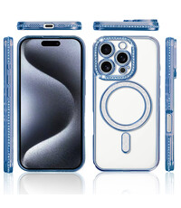 Ntech Hoesje Geschikt voor iPhone 15 Pro Max Magsafe hoes Lens beschermer Blauw
