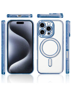 Ntech Hoesje Geschikt voor iPhone 15 Pro Max Magsafe hoes Lens beschermer Blauw