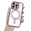 Ntech Hoesje Geschikt voor iPhone 15 Pro Magsafe hoes Lens beschermer Rose Goud – Luxe bling sprankelende diamant backcover