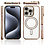 Ntech Hoesje Geschikt voor iPhone 15 Pro Magsafe hoes Lens beschermer Goud – Luxe bling sprankelende diamant backcover