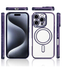 Ntech Hoesje Geschikt voor iPhone 15 Pro Magsafe hoes Lens beschermer Paars