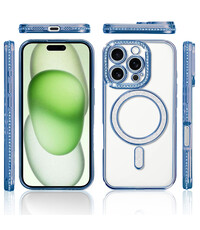 Ntech Hoesje Geschikt voor iPhone 15 Plus Magsafe hoes Lens beschermer Blauw