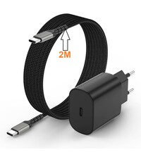 Ntech USB C Adapter 25W oplader met USB C 2M kabel Geschikt