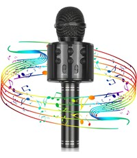 Ntech Karaoke Microfoon met Bluetooth en Echo Effect  Zwart