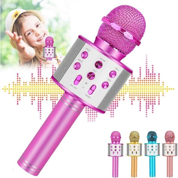 Ntech Karaoke Microfoon met Bluetooth en Echo Effect Roze - Karaoke Set voor Volwassenen  Speaker en Lichteffecten - Stemvervormer