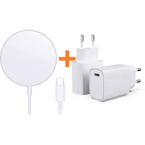 oTronica Otronica Draadloze Oplader - Geschikt voor MagSafe - MagSafe Oplader Met USB C Adapter 20w Voor Apple iPhone 17 / 17 Pro / 17 Pro Max / Air / 16 /16 Pro / 16 Pro Max / 15/ 15 Pro Max/ 14/13/12/11 - 15W Draadloze oplader - Inclusief USB-C oplader