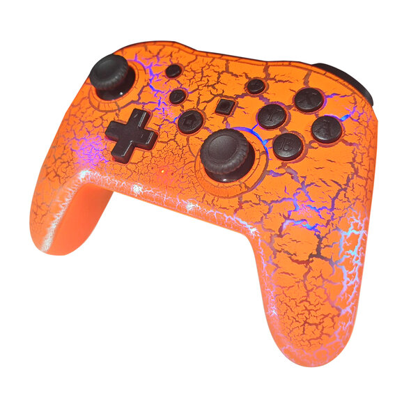 Ntech Switch Controller - Geschikt voor Switch Pro Controller Oranje /Switch/Lite/OLED switch games met Cool RGB Crack - Gaming Accesoires Turbo - Macro - Ntech