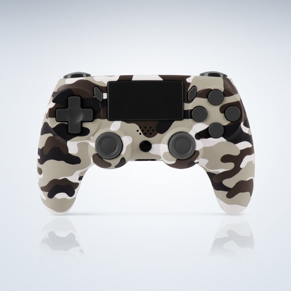 Ntech Ntech PS4 Controller Geschikt voor PS4 en PS3 - PS4 controller Draadloos Camouflage Grijs - Audio Jack Input - Touch Sensor - Dual Trilmotoren Draadloze Controller