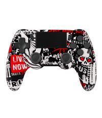 Ntech Ntech PS4 Controller Geschikt voor PS4 en PS3 - PS4 controller Draadloos Skull Rood