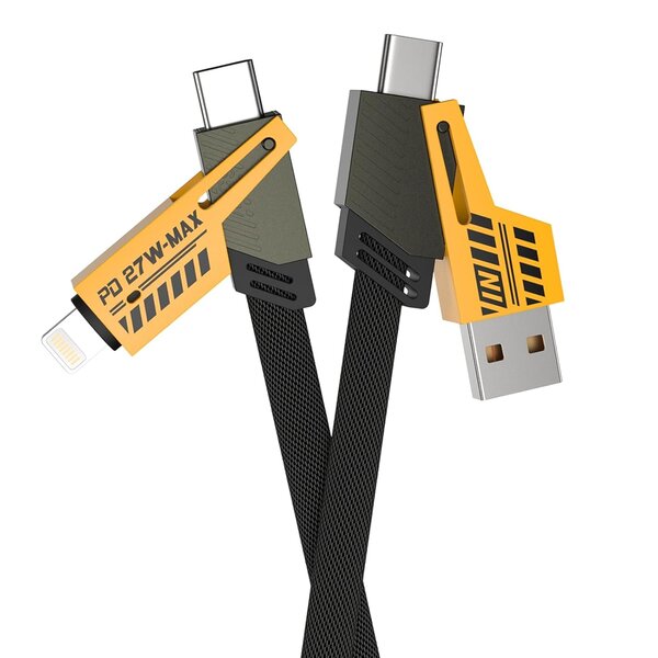 Ntech USB C naar USB C Snellaadkabel - 4 in 1 usb c kabel 65W - usb-c naar lightning kabel - Geschikt voor Samsung S25 / S25 Ultra / S24/ S24 Ultra / S23/Macbook, iPhone 16/16 Pro/ 16 Pro Max   & Meer