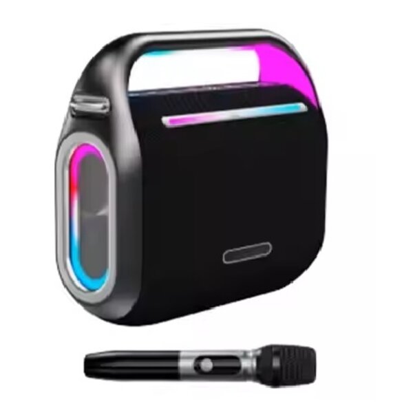Ntech  Bluetooth Speaker - Draagbare Speaker - Partybox met Accu V66 - Complete Karaoke Set met Microfoon en Echo / Leren Handvat / AUX SD en USB