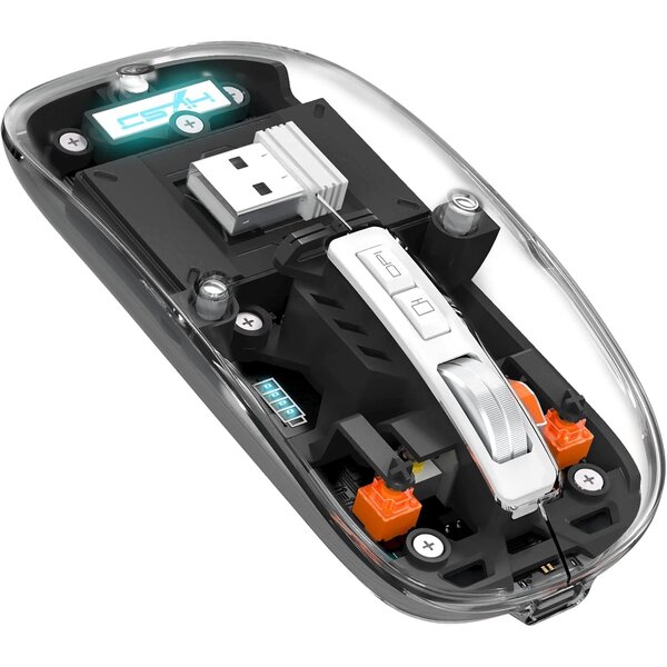 Ntech Draadloze Muis voor Laptop en Computer Zwart - Bluetooth - Ergonomisch 2.4G -  LED Transparant omhulsel - Laptop - Universeel - LED - USB C