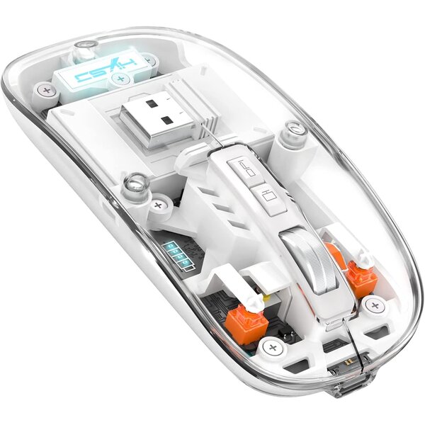 Ntech Draadloze Muis voor Laptop en Computer Wit - Bluetooth - Ergonomisch 2.4G -  LED Transparant omhulsel - Laptop - Universeel - LED - USB C