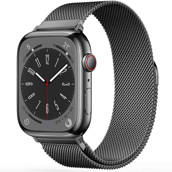 Ntech Ntech Bandje Zwart Geschikt voor Apple Watch Bandje Series 1 / 2 / 3 / 4 / 5 / 6 / 7 / 8 / 9 / SE - 38 / 40 / 41 mm -  horlogeband Extra sterke magneet