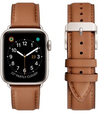 Ntech Ntech Leer Bandje Bruin Geschikt voor Apple Watch Bandje Series 1/2/3