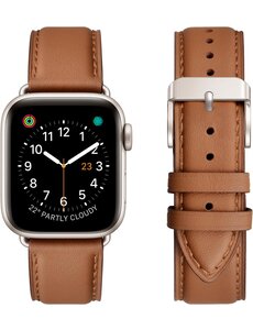 Ntech Ntech Leer Bandje Bruin Geschikt voor Apple Watch Bandje Series 1/2/3