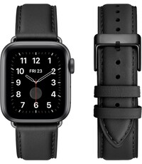 Ntech Ntech Leer Bandje Zwart Geschikt voor Apple Watch Bandje