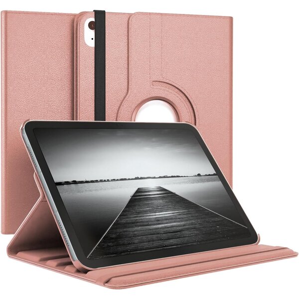 Ntech Hoes Geschikt voor iPad Air 11 inch (2024) M2 Hoes Rose Goud, iPad Air 6th / 5th / 4th Generation Hoes (2024/2022/2020) - 360° draaibare Bookcase