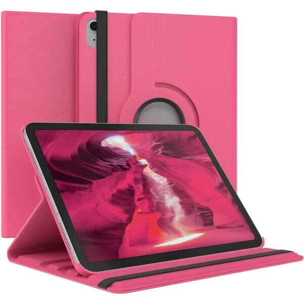 Ntech Hoes Geschikt voor iPad Air 11 inch (2024) M2 Hoes Roze, iPad Air 6th / 5th / 4th Generation Hoes (2024/2022/2020) - 360° draaibare Bookcase