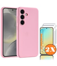 Ntech Hoesje geschikt voor Samsung Galaxy S25 Hoesje siliconen Licht Roze zacht TPU backcover