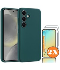 Ntech Hoesje geschikt voor Samsung Galaxy S25 Hoesje siliconen Donker Groen zacht TPU backcover