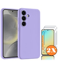 Ntech Hoesje geschikt voor Samsung Galaxy S25 Hoesje siliconen Lila zacht TPU backcover