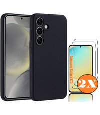 Ntech Hoesje geschikt voor Samsung Galaxy S25 Hoesje siliconen Zwart zacht TPU backcover
