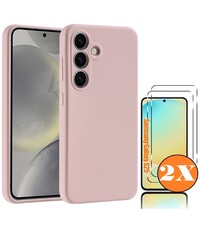 Ntech Hoesje geschikt voor Samsung Galaxy S25 Hoesje siliconen Pink Sand zacht TPU backcover