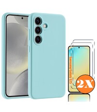 Ntech Hoesje geschikt voor Samsung Galaxy S25 Hoesje siliconen Mint Groen zacht TPU backcover