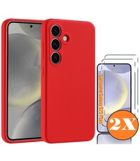 Ntech Hoesje geschikt voor Samsung Galaxy S25 Plus Hoesje siliconen Rood