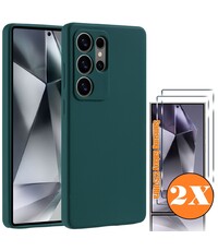 Ntech Hoesje geschikt voor Samsung Galaxy S25 Ultra Hoesje siliconen Donker Groen