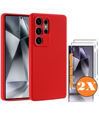 Ntech Hoesje geschikt voor Samsung Galaxy S25 Ultra Hoesje siliconen Rood