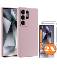 Ntech Hoesje geschikt voor Samsung Galaxy S25 Ultra Hoesje siliconen Pink Sand
