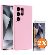 Ntech Hoesje geschikt voor Samsung Galaxy S25 Ultra Hoesje siliconen Licht Roze