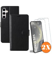 Ntech Hoesje geschikt voor Samsung Galaxy S25 bookcase Zwart